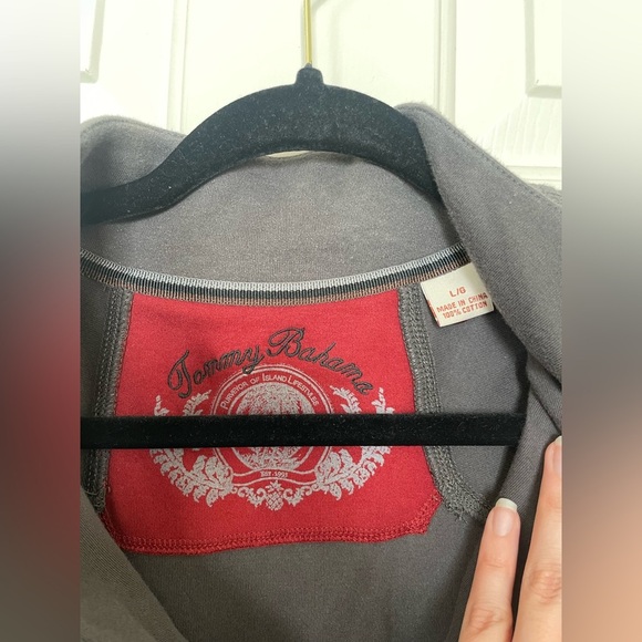 Tommy Bahama 100% cotton charcoal relaxed mid weight zip up jacket | L - Picture 6 of 10